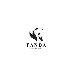 Panda Bear Silhouette Logo Design Template