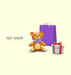 Poster For Toy Store In Purple And Yellow Colors