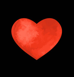 Red Heart On Black Background With Watercolor