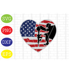 American Flag Heart With Soldier 2