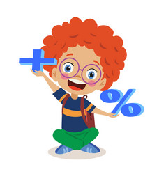 Cute Boy And Math Symbols