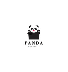 Panda Bear Silhouette Logo Design Template