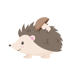 Cute Cartoon Hedgehog With A Mushroom On His Back