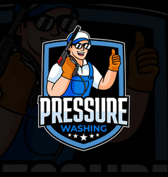 Pressure Washing Mascot Logo Design