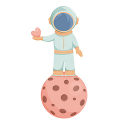 A Cute Astronaut In Helmet Holds Heart