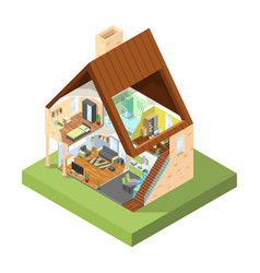 House Cutaway Isometric Interior Of Modern