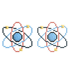 Pixel Icon Atom Electrons Revolve Around Proton