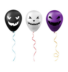 Set Of Halloween Black White And Purple Balloons