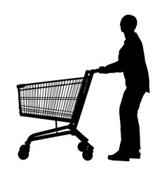 Woman Doing Grocery Shopping Cart Silhouette