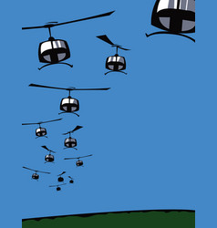 Formation Helicopters In Blue Sky