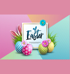 Happy Easter Holiday Design With Painted Egg