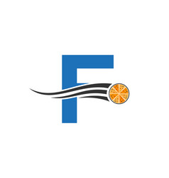 Initial Letter F Cafe Restaurant Logo With Pizza