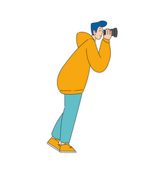 Man With Camera Looking Far At Something