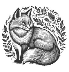 Fox Floral Patterns Engraving