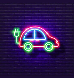 Electric Car Neon Sign The Concept Of Eco