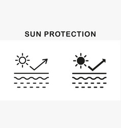 Uv Skin Protection Line And Silhouette Icon Set