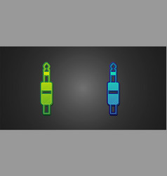 Green And Blue Audio Jack Icon Isolated On Black