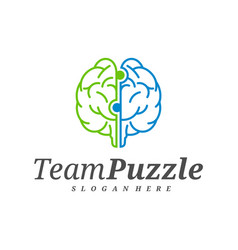 Brain Puzzle Logo Design Template Label