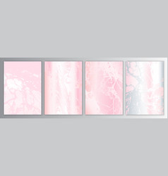 Pink Marble Background Set Elegant Silver Texture