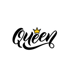 Queen Word With Crown Hand Drawn Lettering