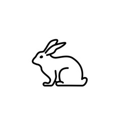 Web Line Icon Rabbit Bunny Black On White