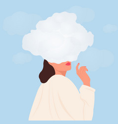 Young Woman With Her Head In The Clouds