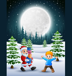 Happy Christmas With Santa Claus Holding A Box Gif