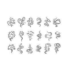 Smoke Smell Line Icons Doodle Smoking