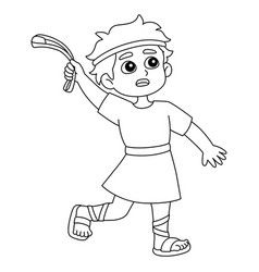 David Throwing Stone Isolated Coloring Page