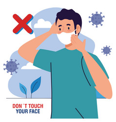 Do Not Touch Your Face Man Using Face Mask