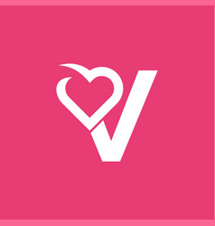 Bold Logo Template Heart Love Letter V