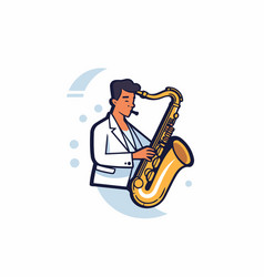 Saxophone Player Jazz Musician In Flat Cartoon