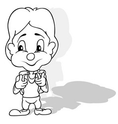 Drawing Of A Boy With A School Briefcase