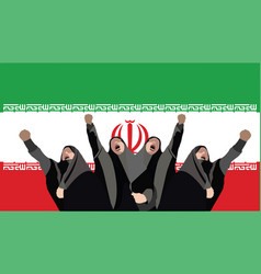 Iranian Women With Raised Fists Protest Against