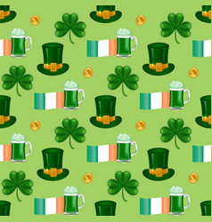 Seamless Pattern With The Irish Flag A Beer Mug