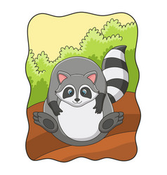 Cartoon Raccoon That Looks Full From Eating Too