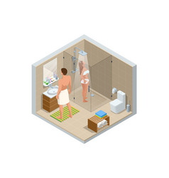 Isometric Modern Bathroom Interior With A White