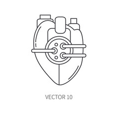 Bionic Heart Prosthesis Line Icon