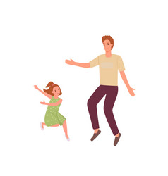 Dad And Daughter Jumping And Dancing