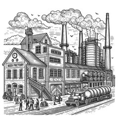 Industrial Beer Factory Engraving