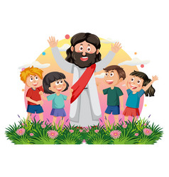 Jesus Christ With Children Isolated