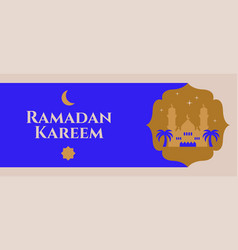 With Mosque Banner For Ramadan Kareem Holiday