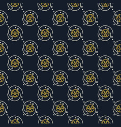 Nuclear Bomb In Space Thin Line Seamless Pattern