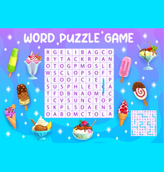 Word Search Puzzle Game Cartoon Ice Cream Sticks