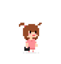 Cute Little Girl Pixel Image 8 Bit