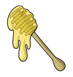 Honey Dripping From A Stick Wooden Spoon