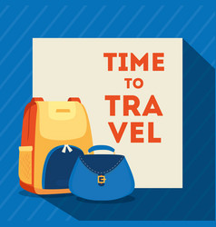 Travel Poster With Bagpack And Bag Female