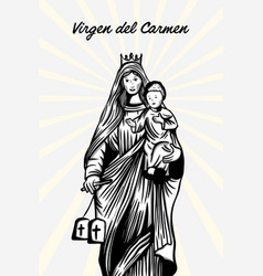 Hand Drawn Virgen Del Carmen Vertical Banner