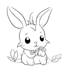 Easter Bunny With Flowers For Coloring Book