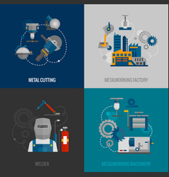 Metalworking Factory 4 Flat Icons